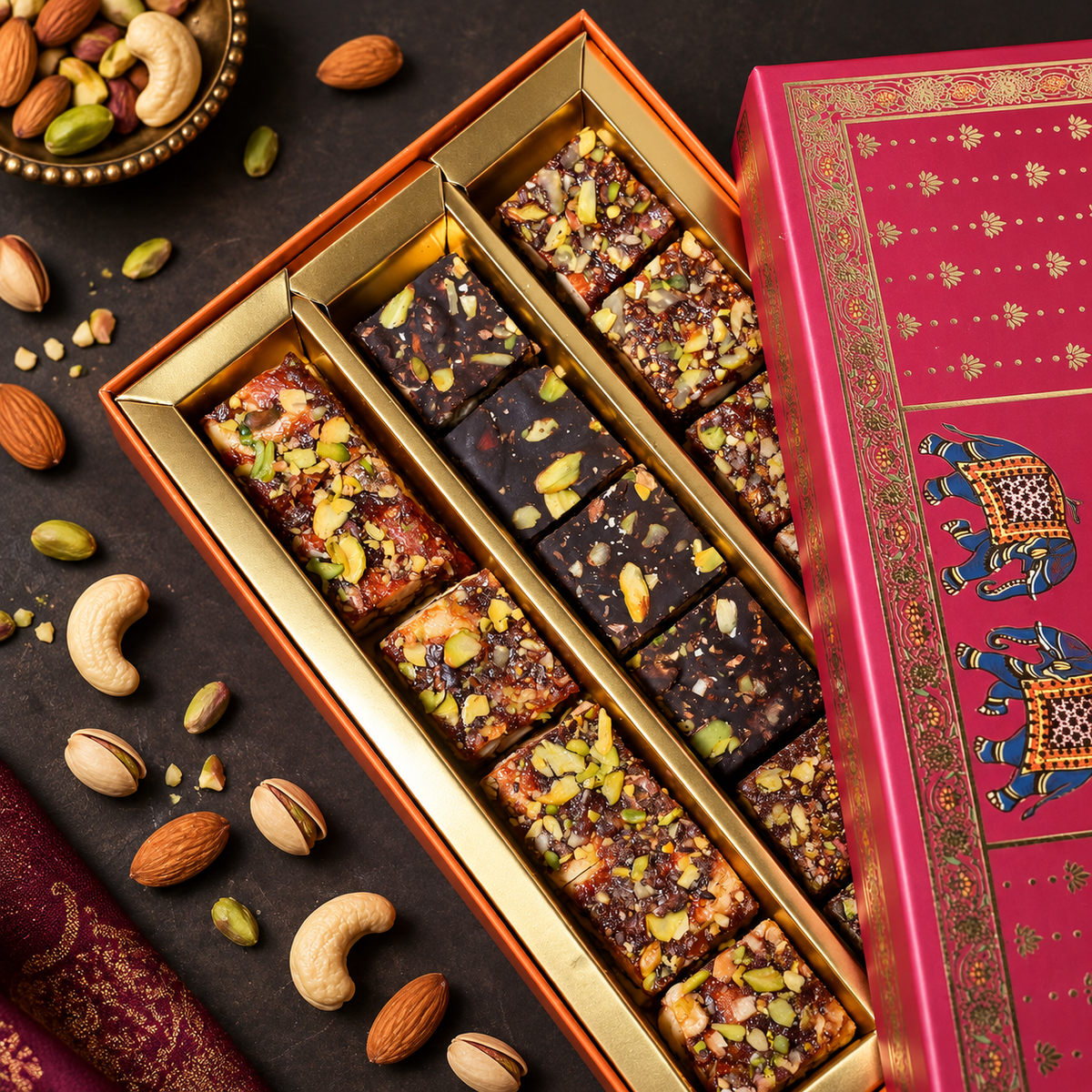 Royal Dry Fruit Indulgence (Khajur Dry Fruit Crunch, Anjeer Dry Fruit Crunch,Dark Rostilia)