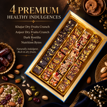 Nutri Luxe Box(Khajur Dry Fruit Crunch, Anjeer Dry Fruit Crunch,Nutrition Byets,Dark Rostilia)