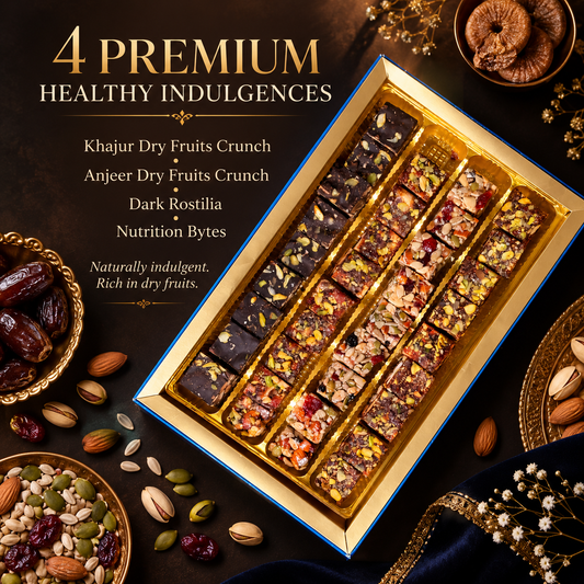 Nutri Luxe Box(Khajur Dry Fruit Crunch, Anjeer Dry Fruit Crunch,Nutrition Byets,Dark Rostilia)